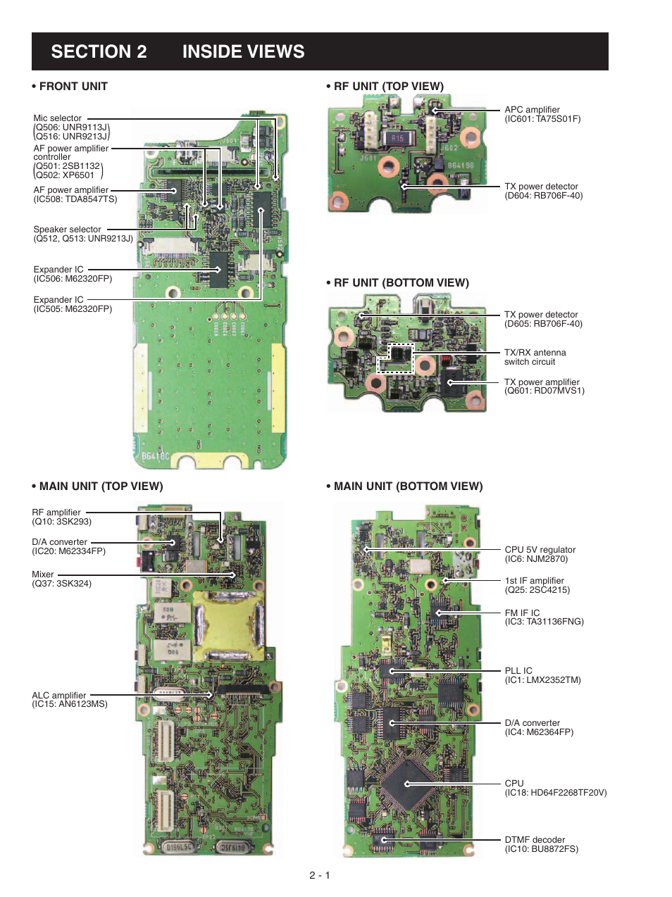 Inside views | Icom IC-F3063T User Manual | Page 5 / 36