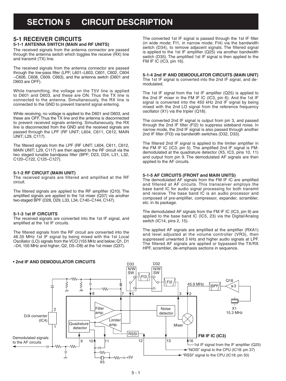 Circuit description, Receiver circuits, 1 receiver circuits | Icom IC-F3063T User Manual | Page 8 / 36