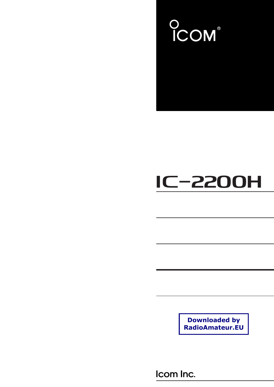 Icom IC-2200H User Manual | 54 pages