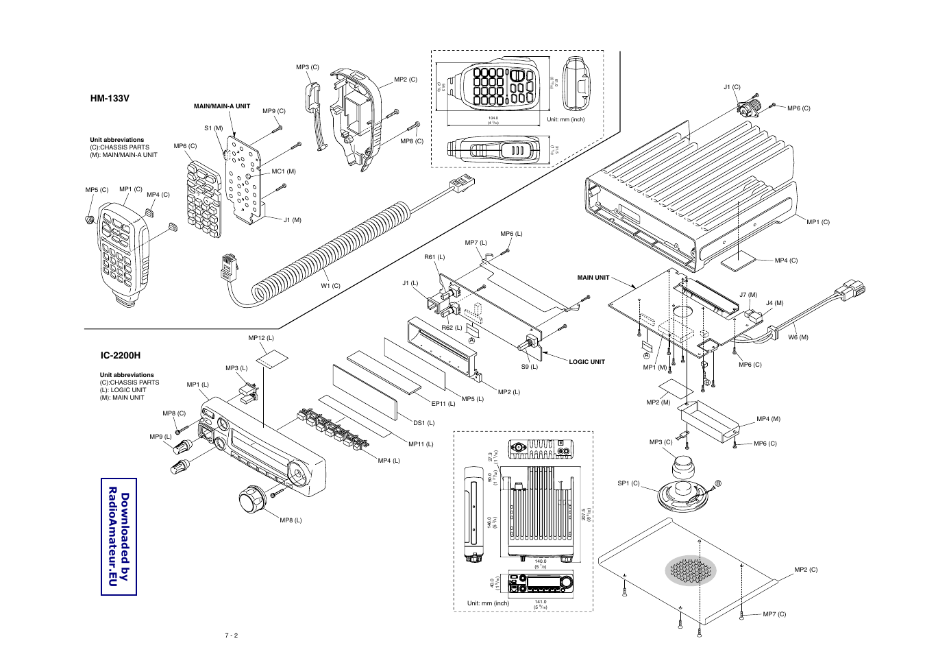 Downloaded by radioamateur.eu, Hm-133v, Ic-2200h | Icom IC-2200H User Manual | Page 33 / 54