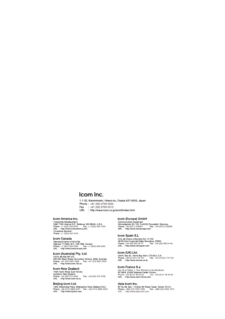 Address | Icom IC-2200H User Manual | Page 53 / 54