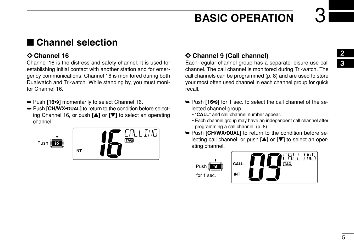 Basic operation, Channel selection | Icom IM422 User Manual | Page 11 / 64