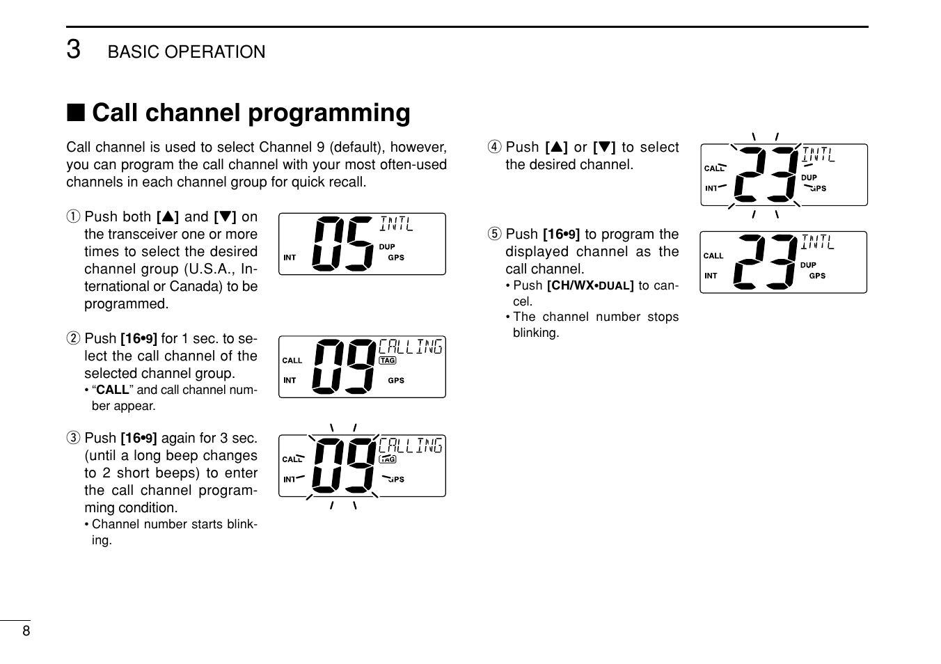 Call channel programming | Icom IM422 User Manual | Page 14 / 64