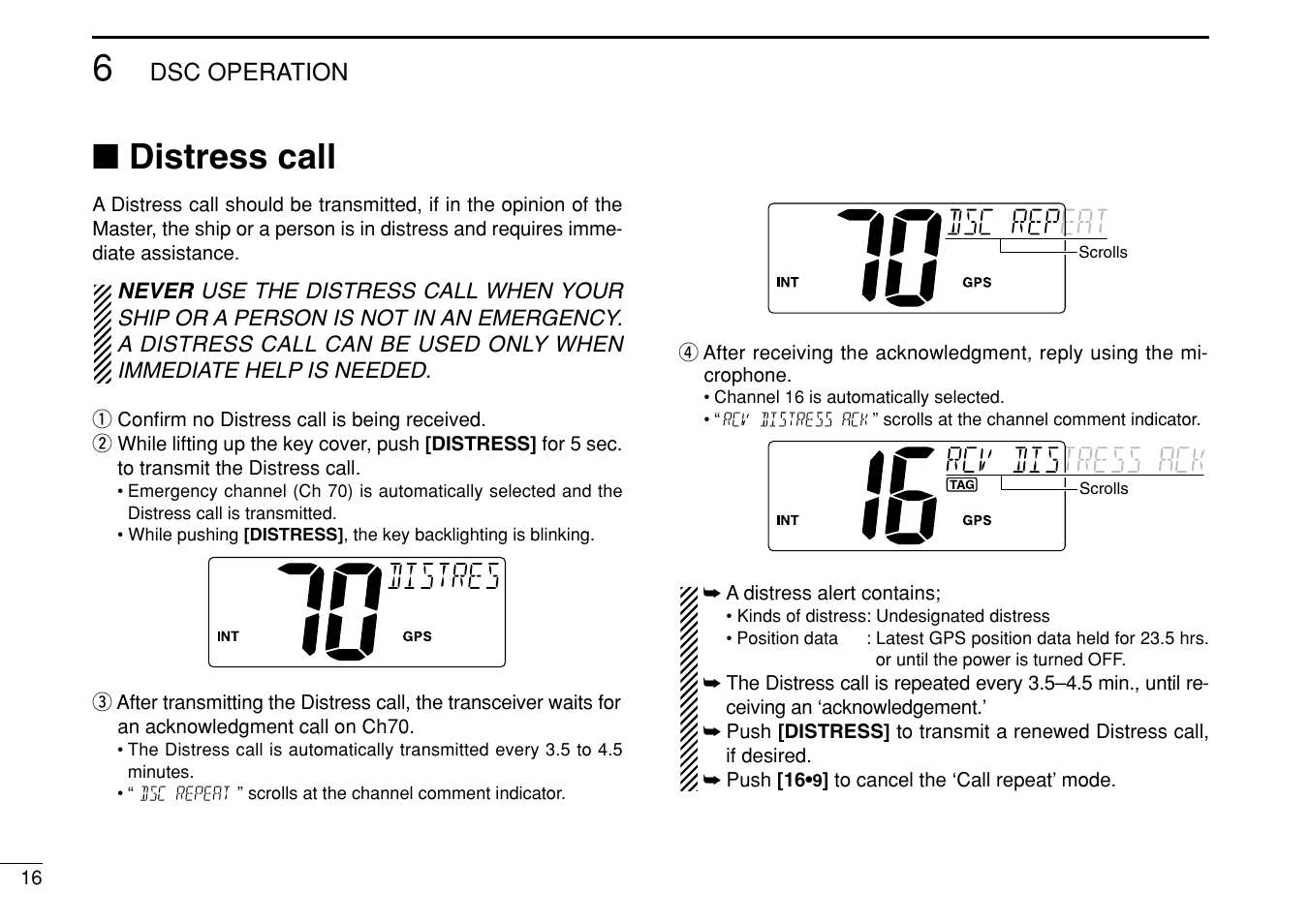 Distress call | Icom IM422 User Manual | Page 22 / 64