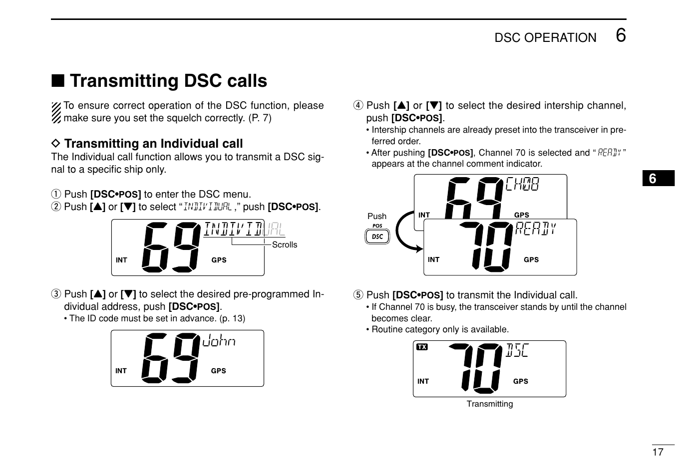 Transmitting dsc calls | Icom IM422 User Manual | Page 23 / 64