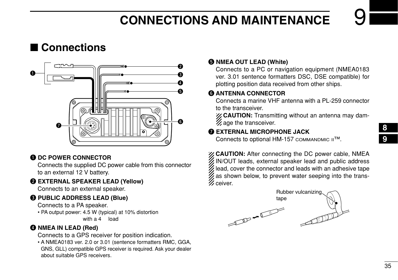 Connections and maintenance, Connections | Icom IM422 User Manual | Page 41 / 64