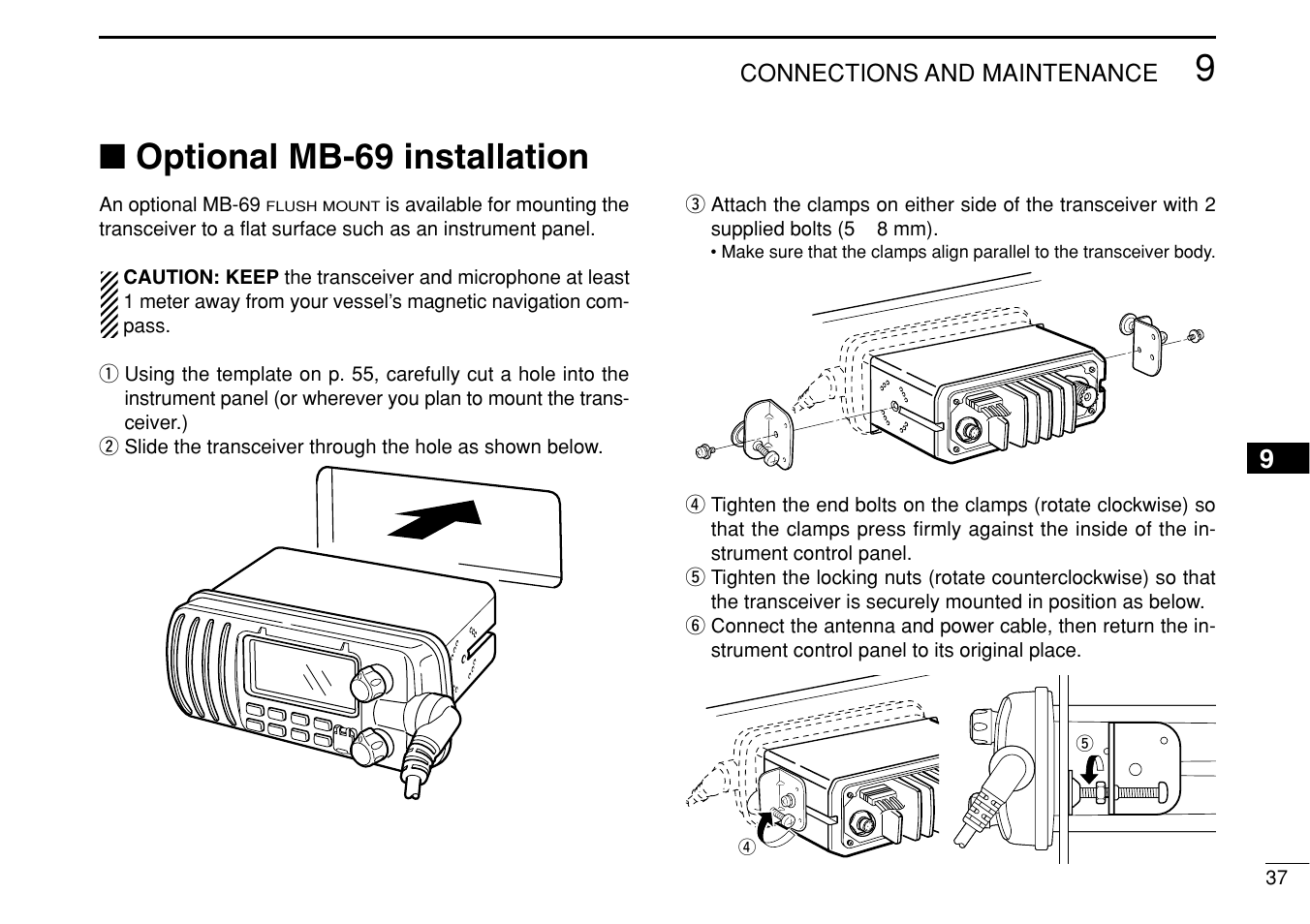 Optional mb-69 installation | Icom IM422 User Manual | Page 43 / 64