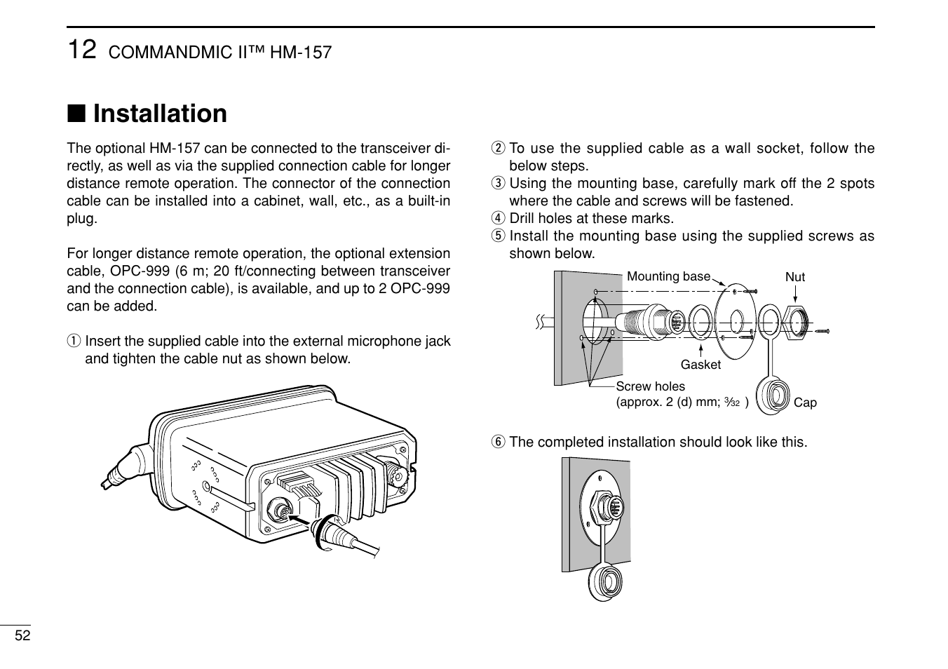 Installation | Icom IM422 User Manual | Page 58 / 64