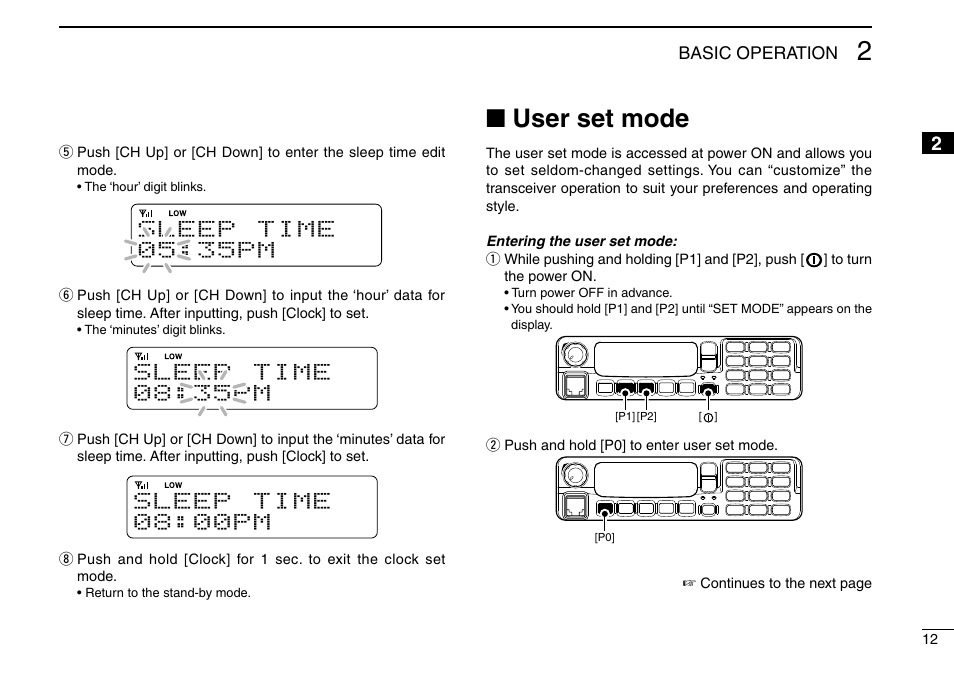 User set mode, Nuser set mode | Icom IC-F9511HT User Manual | Page 17 / 32