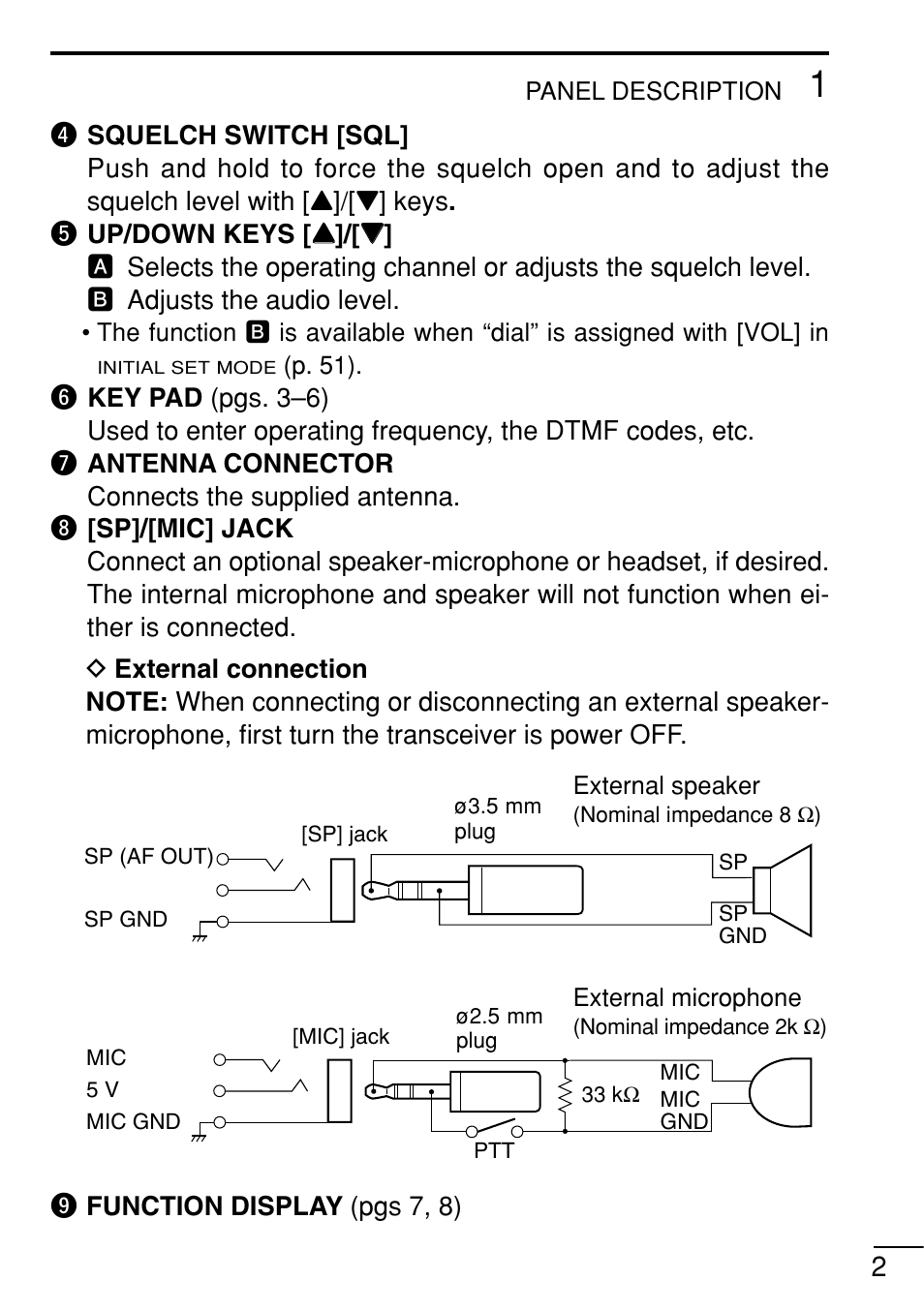 Icom IC-V8 User Manual | Page 11 / 68