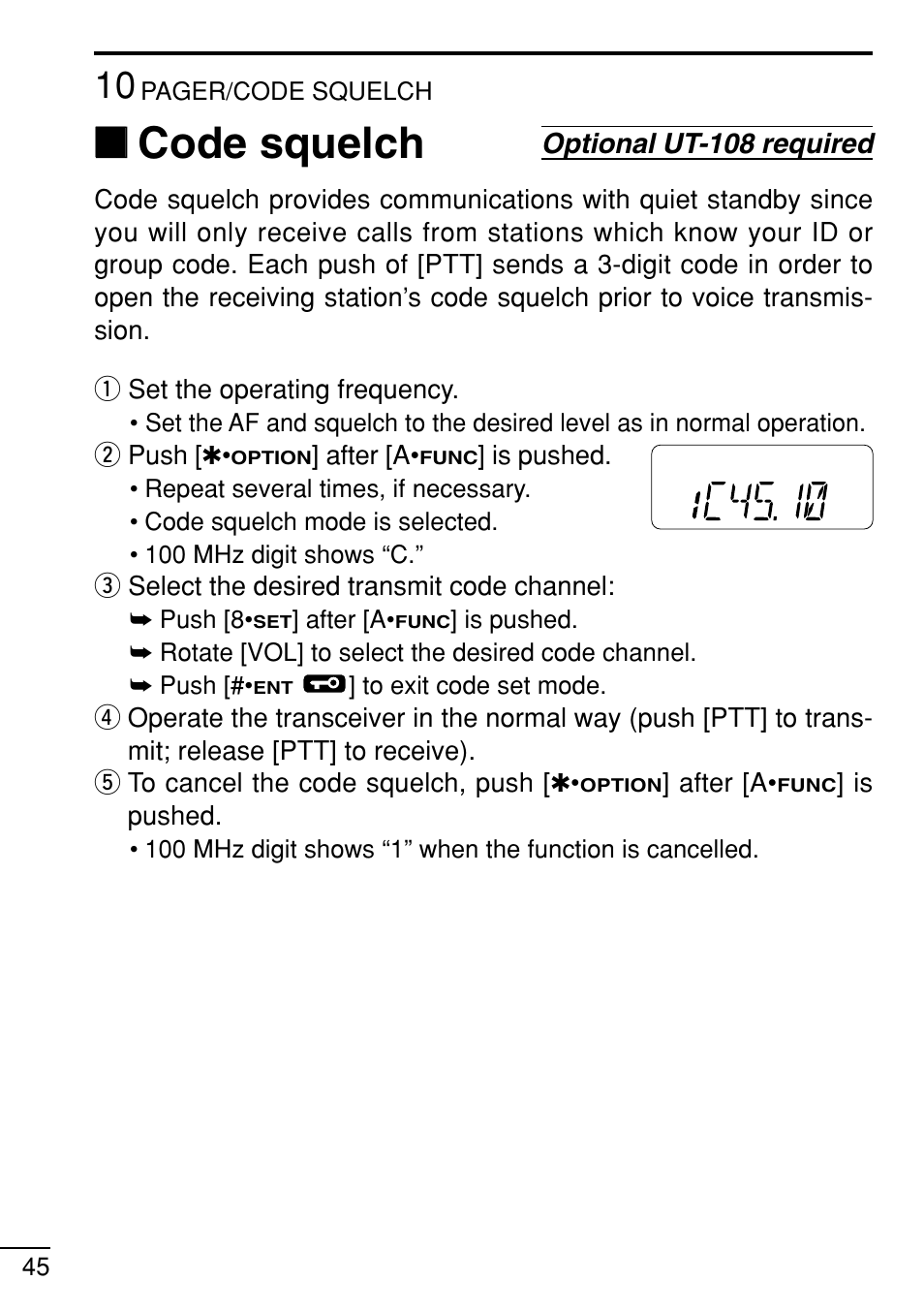 Code squelch | Icom IC-V8 User Manual | Page 54 / 68