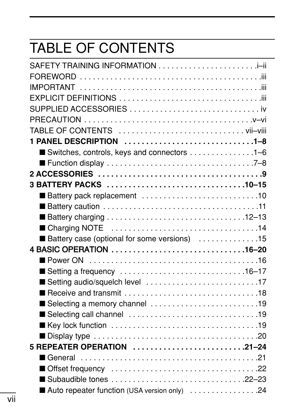 Icom IC-V8 User Manual | Page 8 / 68