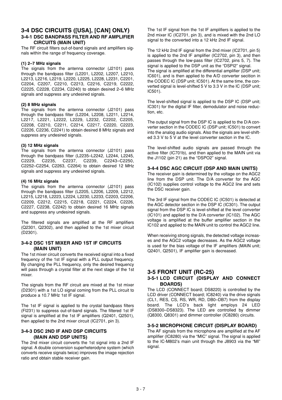4 dsc circuits ([usa], [can] only), 5 front unit (rc-25) | Icom IC-M802 User Manual | Page 13 / 79