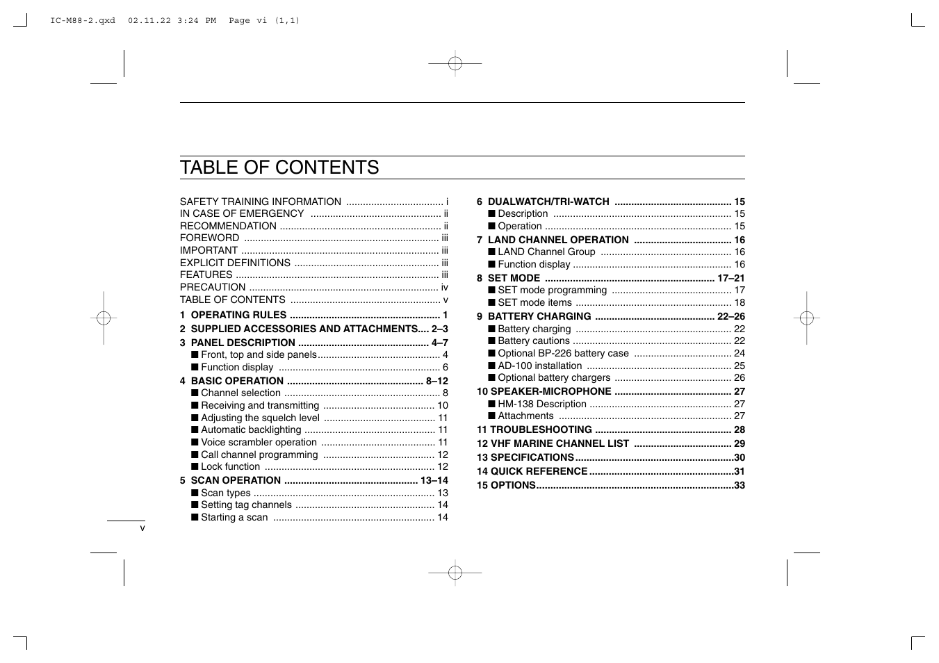 Icom IC-M88 User Manual | Page 6 / 40