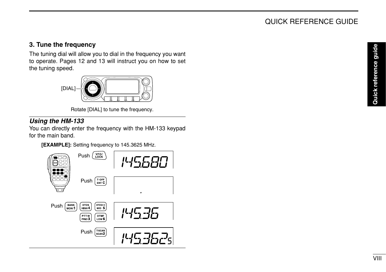 Quick reference guide | Icom IC-208H User Manual | Page 13 / 96