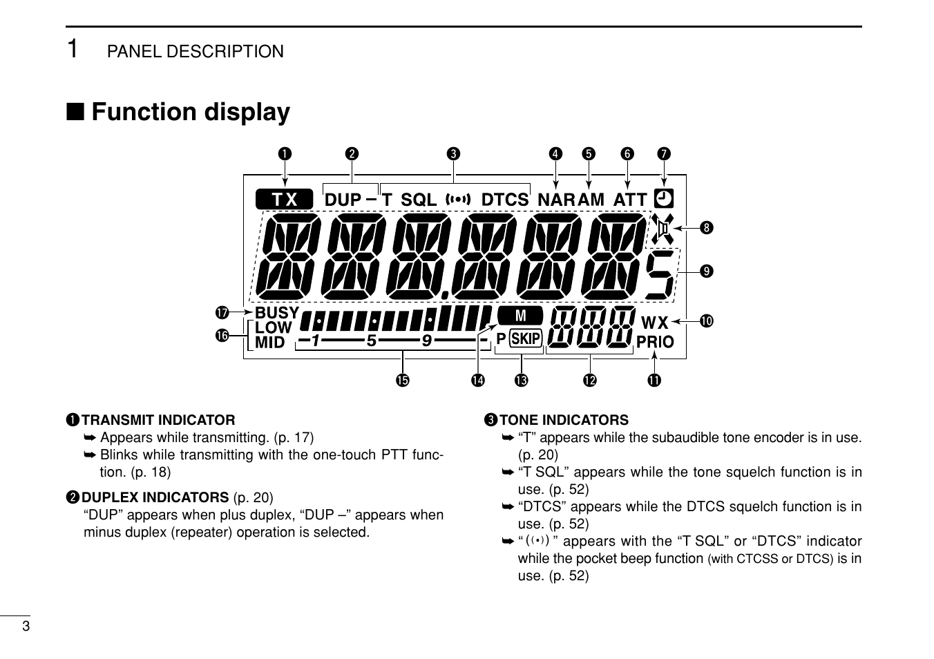 Function display | Icom IC-208H User Manual | Page 18 / 96