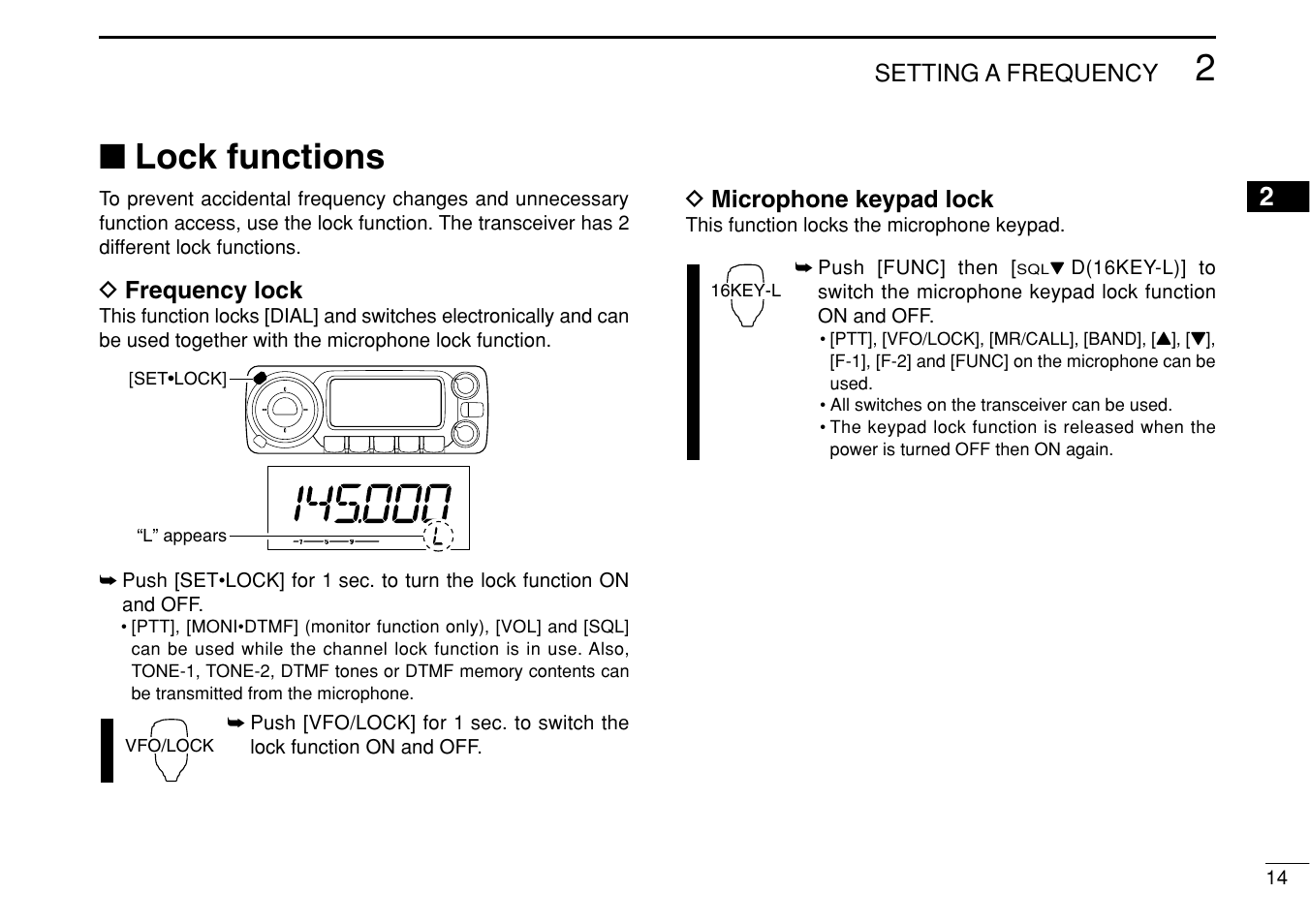 Lock functions | Icom IC-208H User Manual | Page 29 / 96