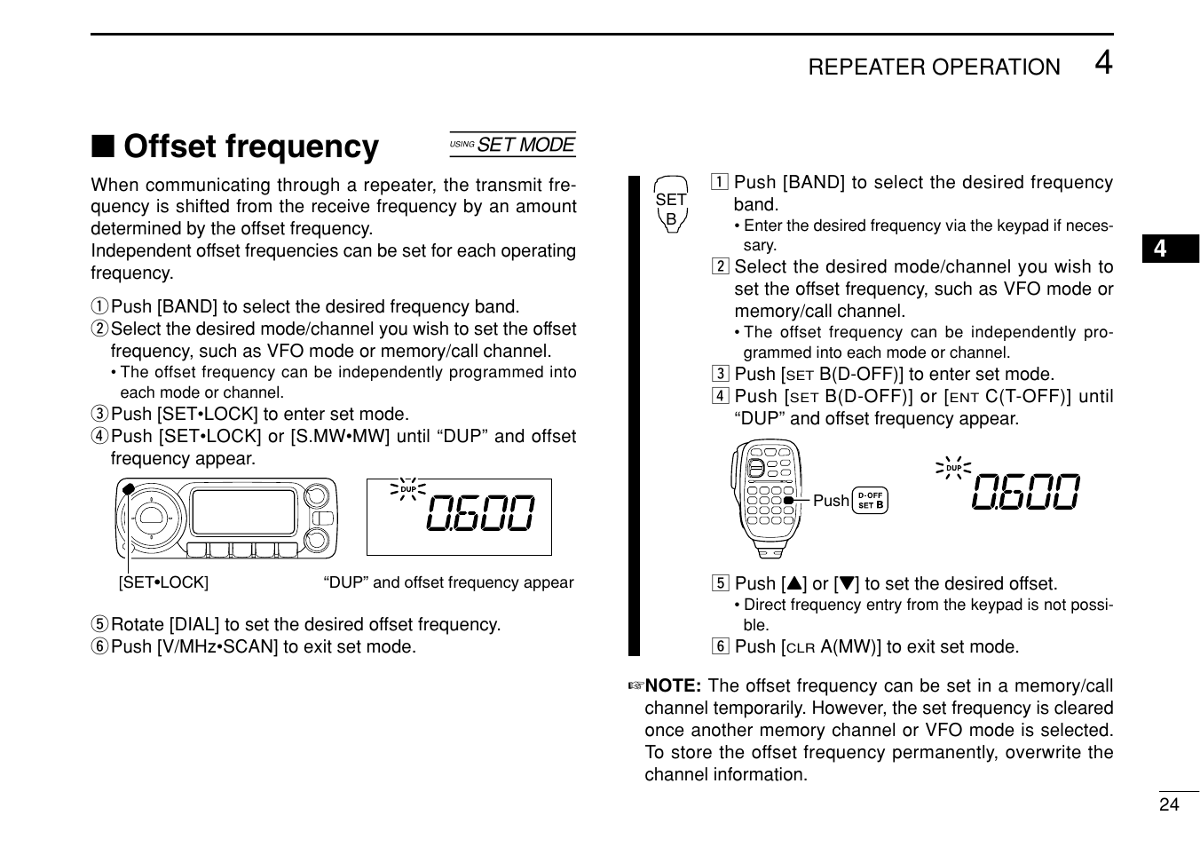 Offset frequency | Icom IC-208H User Manual | Page 39 / 96