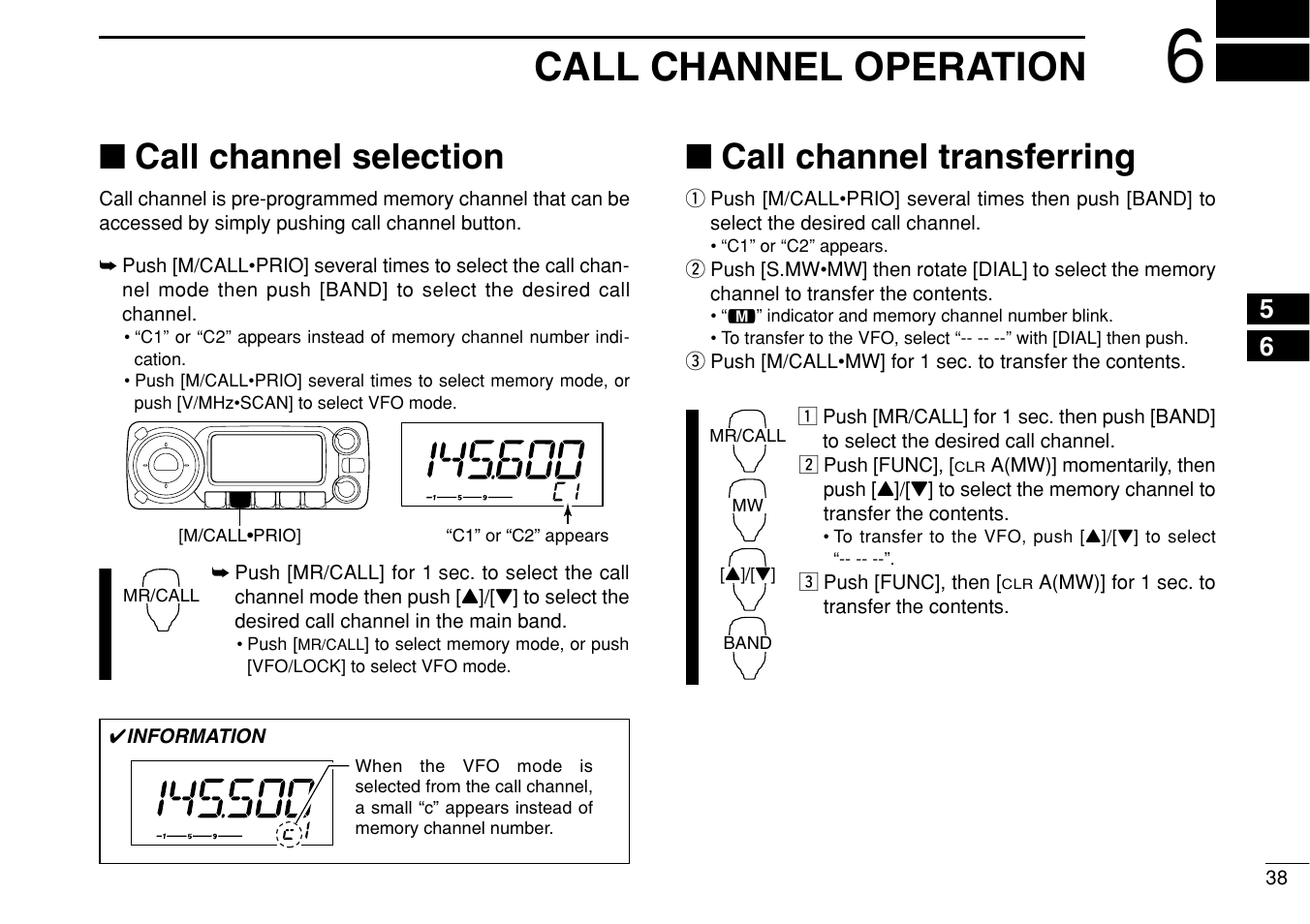 Call channel operation, Call channel selection, Call channel transferring | Icom IC-208H User Manual | Page 53 / 96