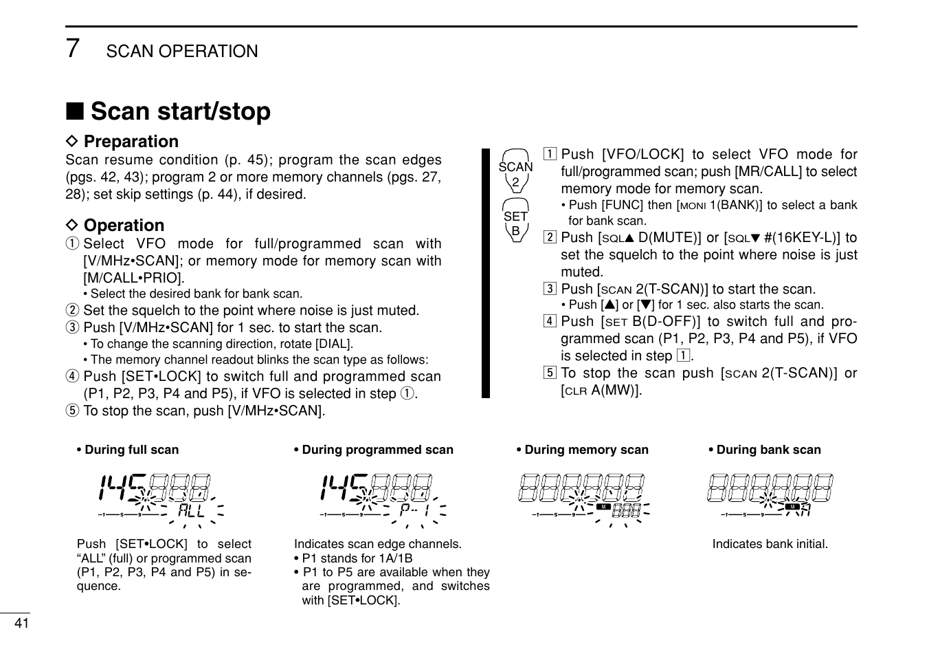 Scan start/stop, Scan operation, D preparation | D operation | Icom IC-208H User Manual | Page 56 / 96