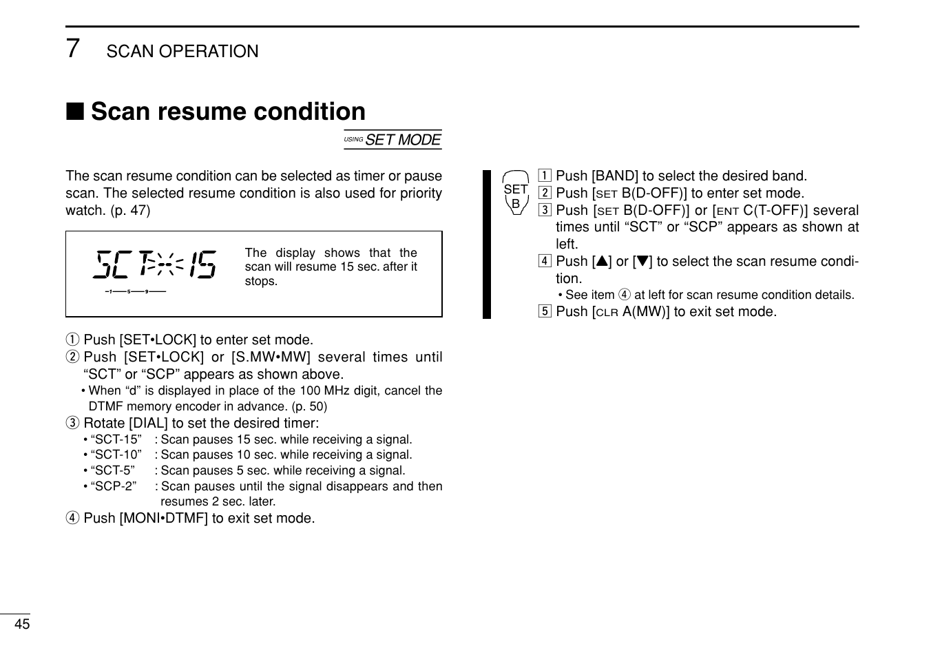 Scan resume condition | Icom IC-208H User Manual | Page 60 / 96