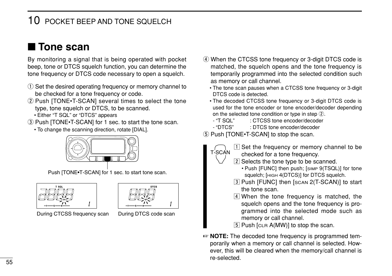 Tone scan, Pocket beep and tone squelch | Icom IC-208H User Manual | Page 70 / 96