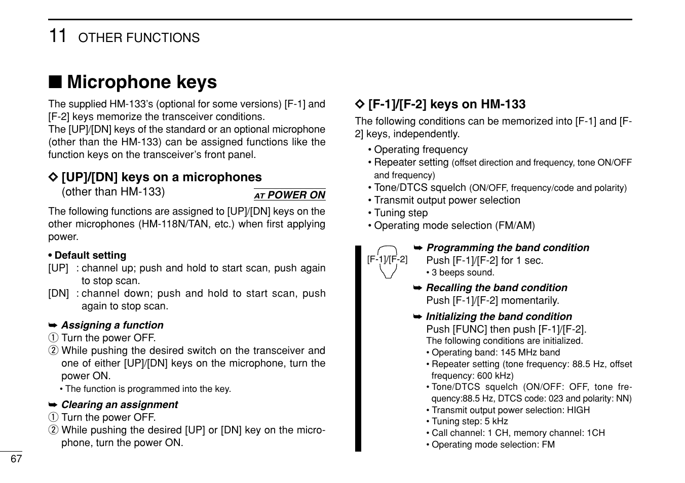 Microphone keys | Icom IC-208H User Manual | Page 82 / 96