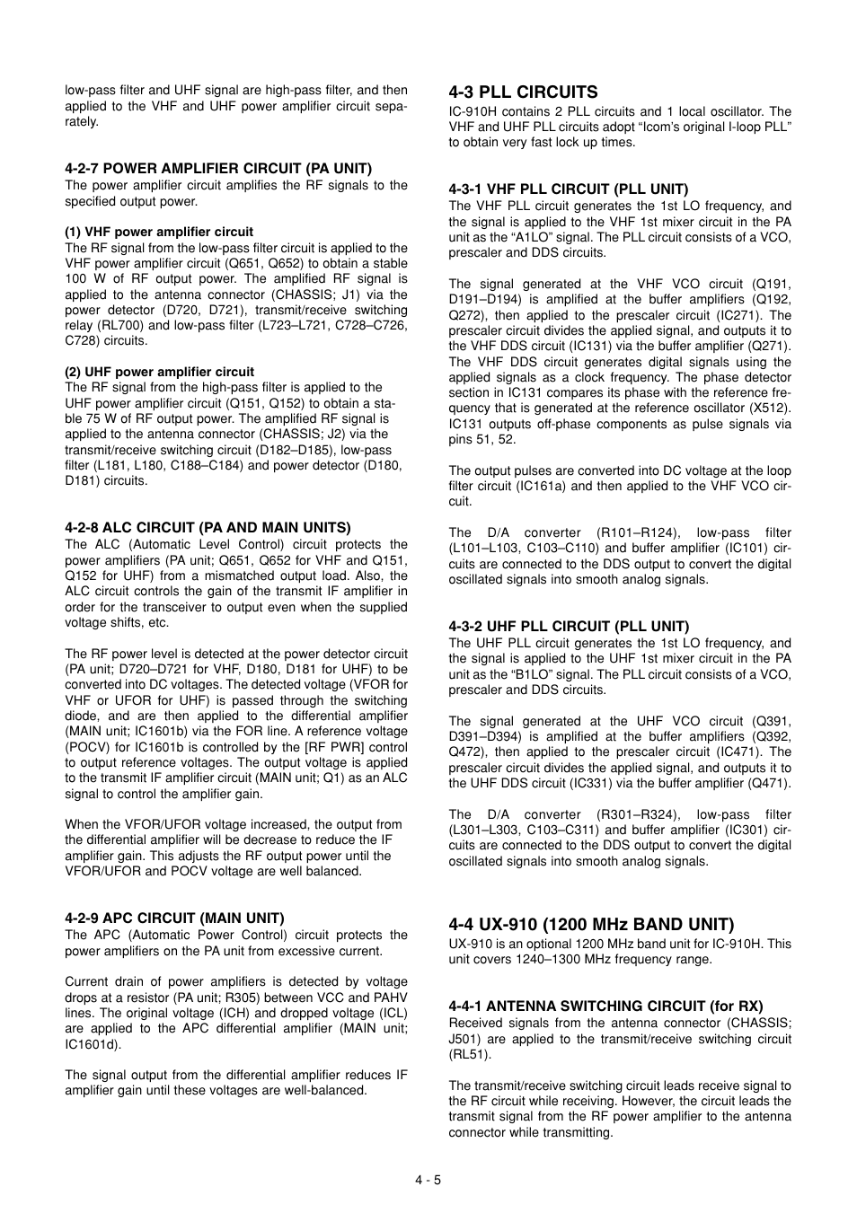 Pll circuits, Ux-910, 3 pll circuits | Icom IC-910H User Manual | Page 17 / 78