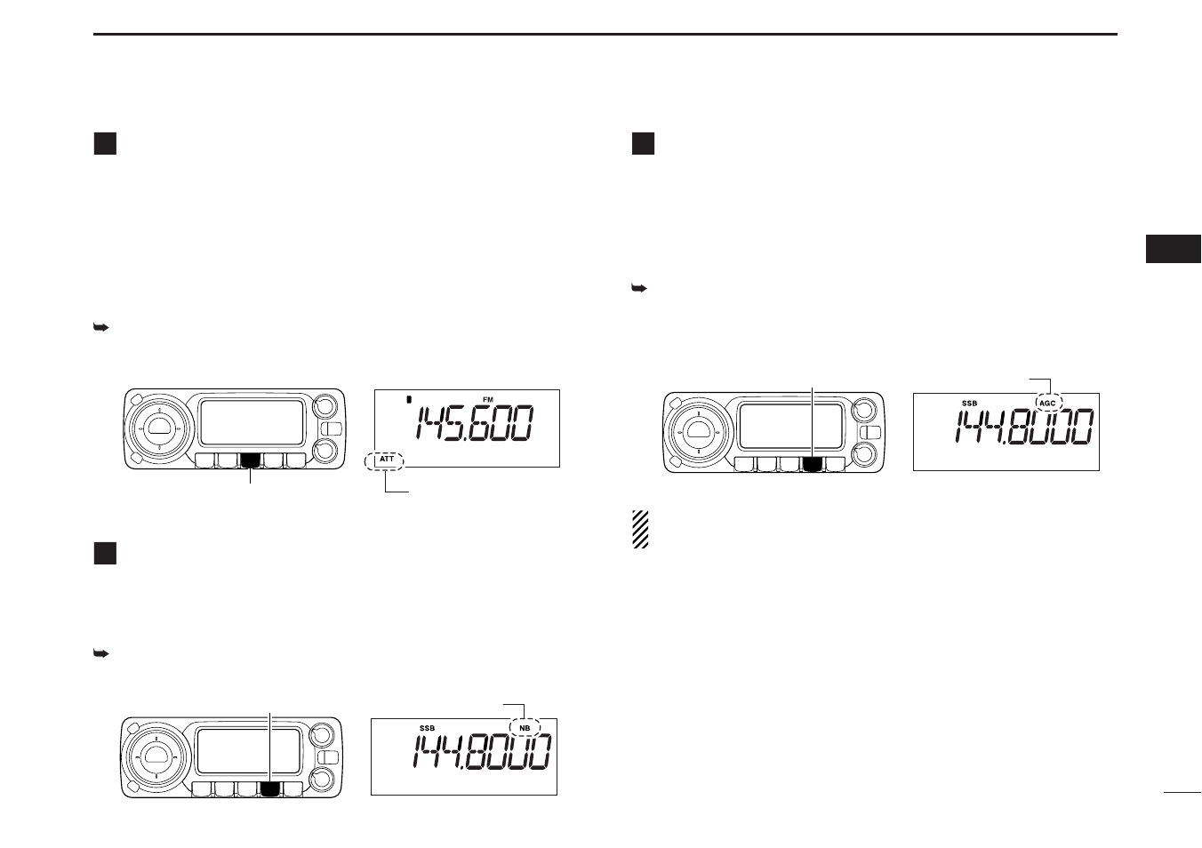 Attenuator function, Nb function, Agc function | Icom IC-R1500 User Manual | Page 17 / 56