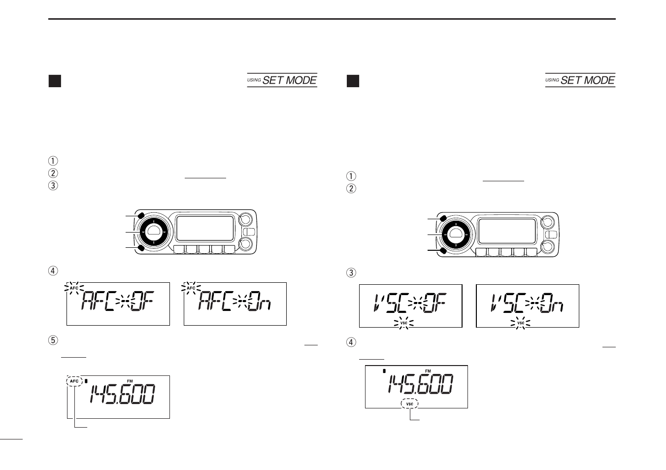 Afc function, Vsc function | Icom IC-R1500 User Manual | Page 18 / 56