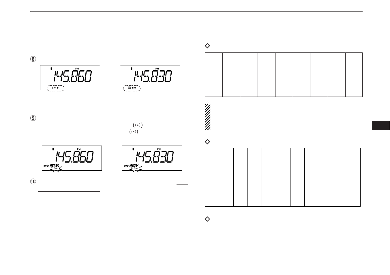 Pocket beep and tone squelch, Davailable tone frequency list | Icom IC-R1500 User Manual | Page 37 / 56