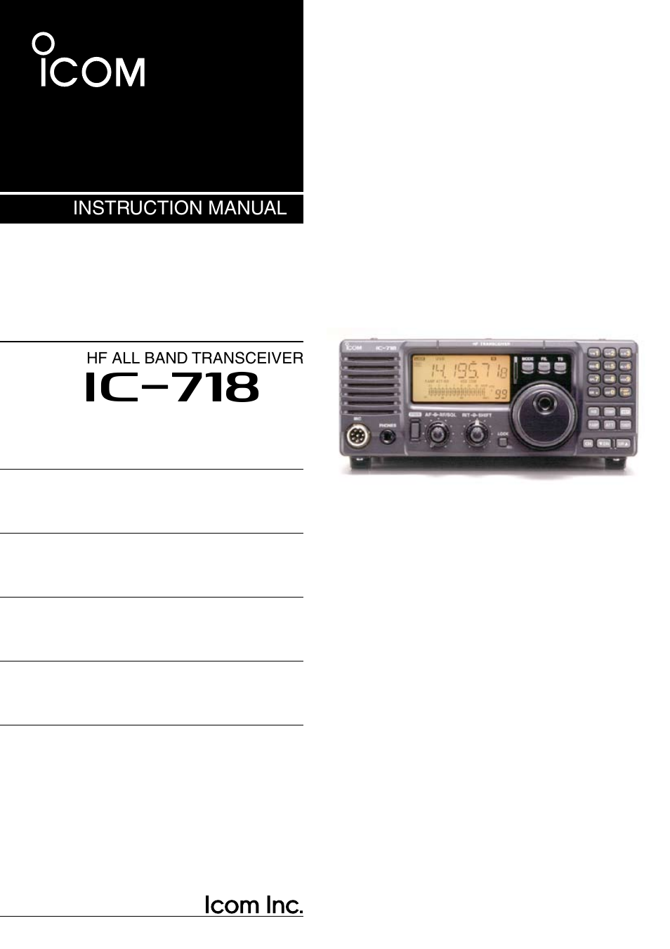 Icom IC-718 User Manual | 64 pages