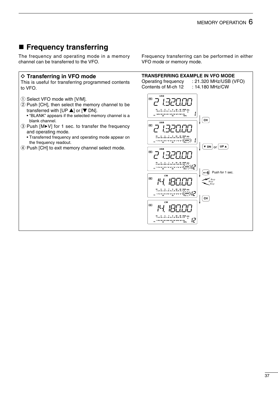 Nfrequency transferring, D transferring in vfo mode | Icom IC-718 User Manual | Page 39 / 64