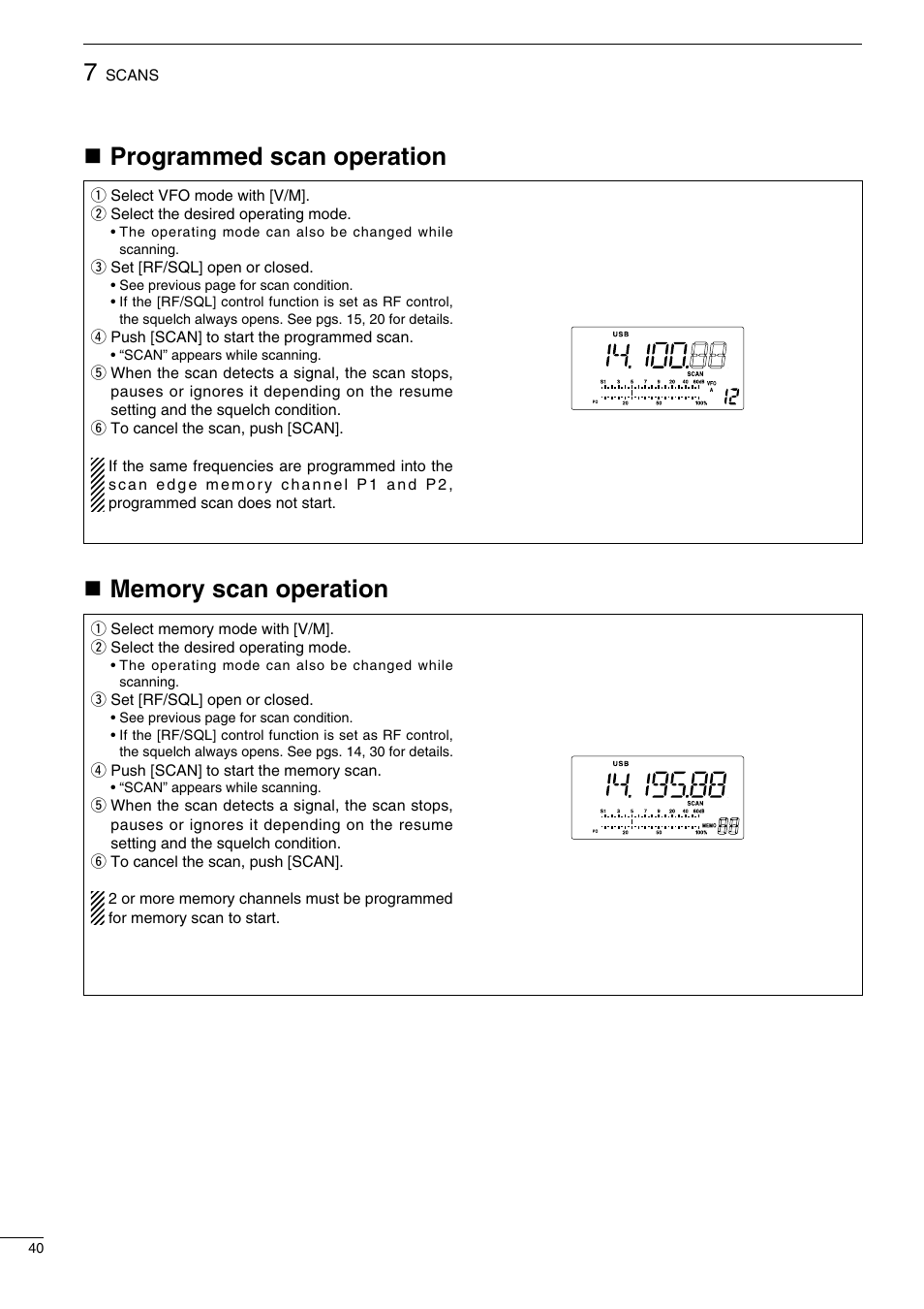 Nprogrammed scan operation | Icom IC-718 User Manual | Page 42 / 64