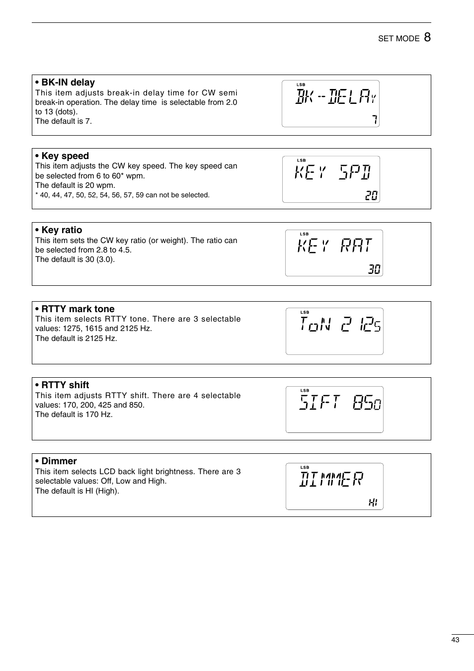 Icom IC-718 User Manual | Page 45 / 64