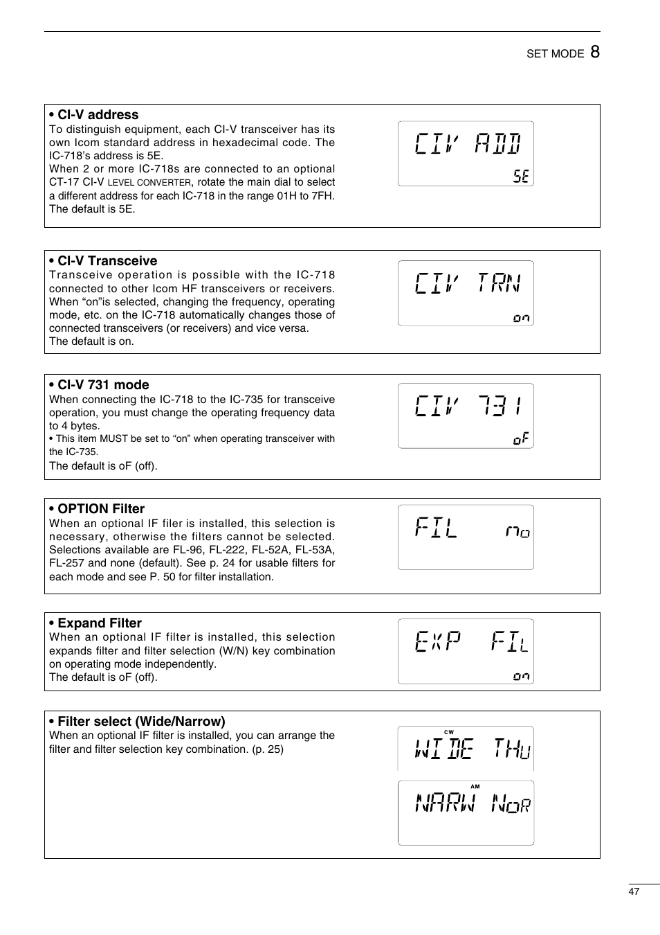 Icom IC-718 User Manual | Page 49 / 64