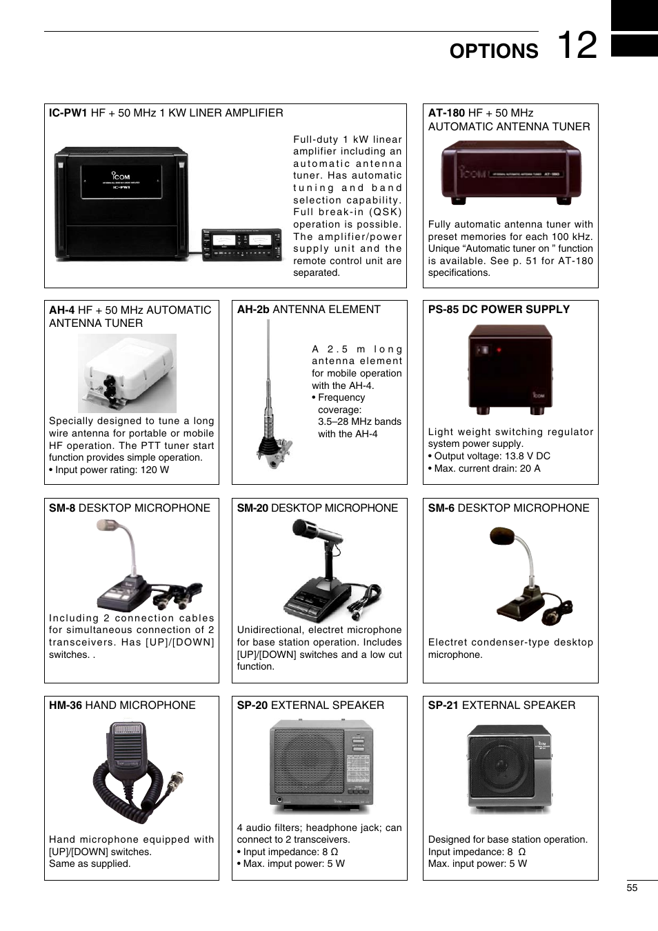 Options | Icom IC-718 User Manual | Page 57 / 64