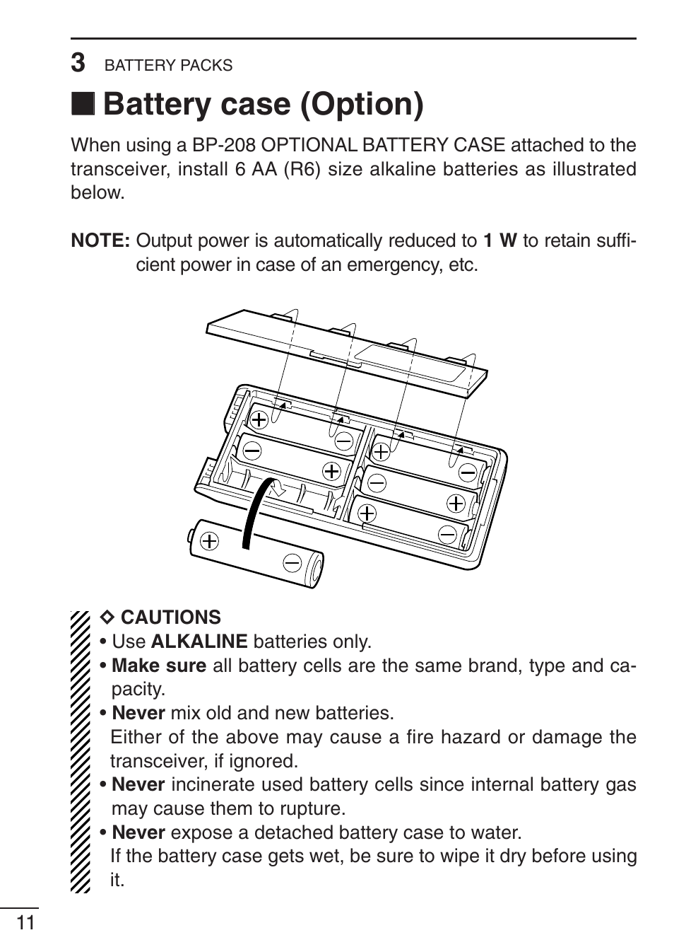 Battery case (option) | Icom IC-F21GM User Manual | Page 18 / 32