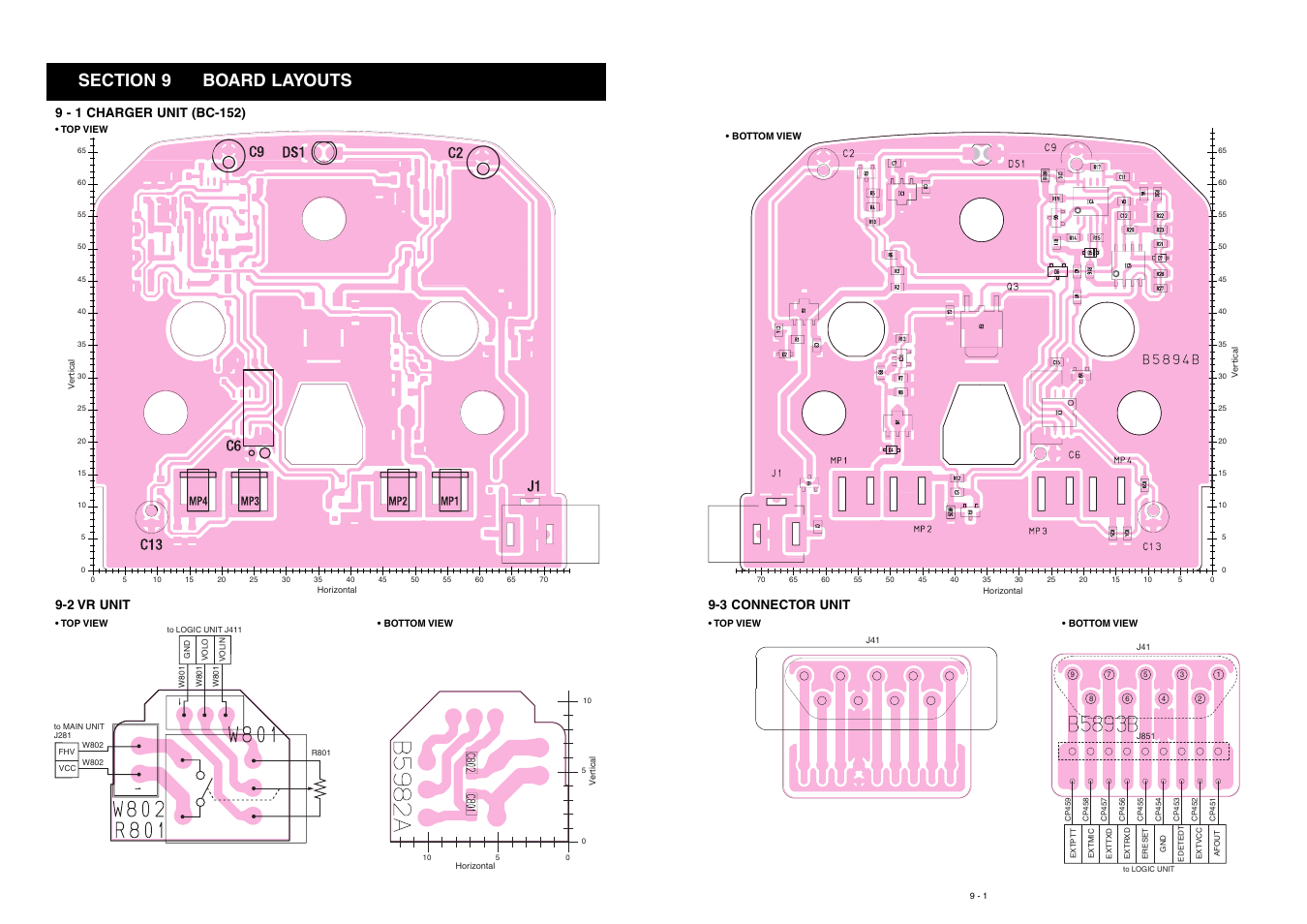 Boardlayouts, Bc-152, Vr unit | Connector unit, 2 vr unit, 3 connector unit | Icom VHF Marine Transceiver IC-M88 User Manual | Page 28 / 38