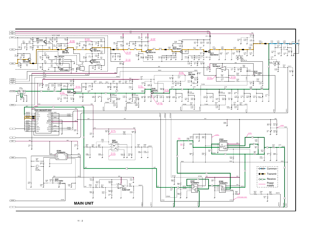 Mainunit (2), Main unit, Common transmit receive power supply | Icom VHF Marine Transceiver IC-M88 User Manual | Page 35 / 38