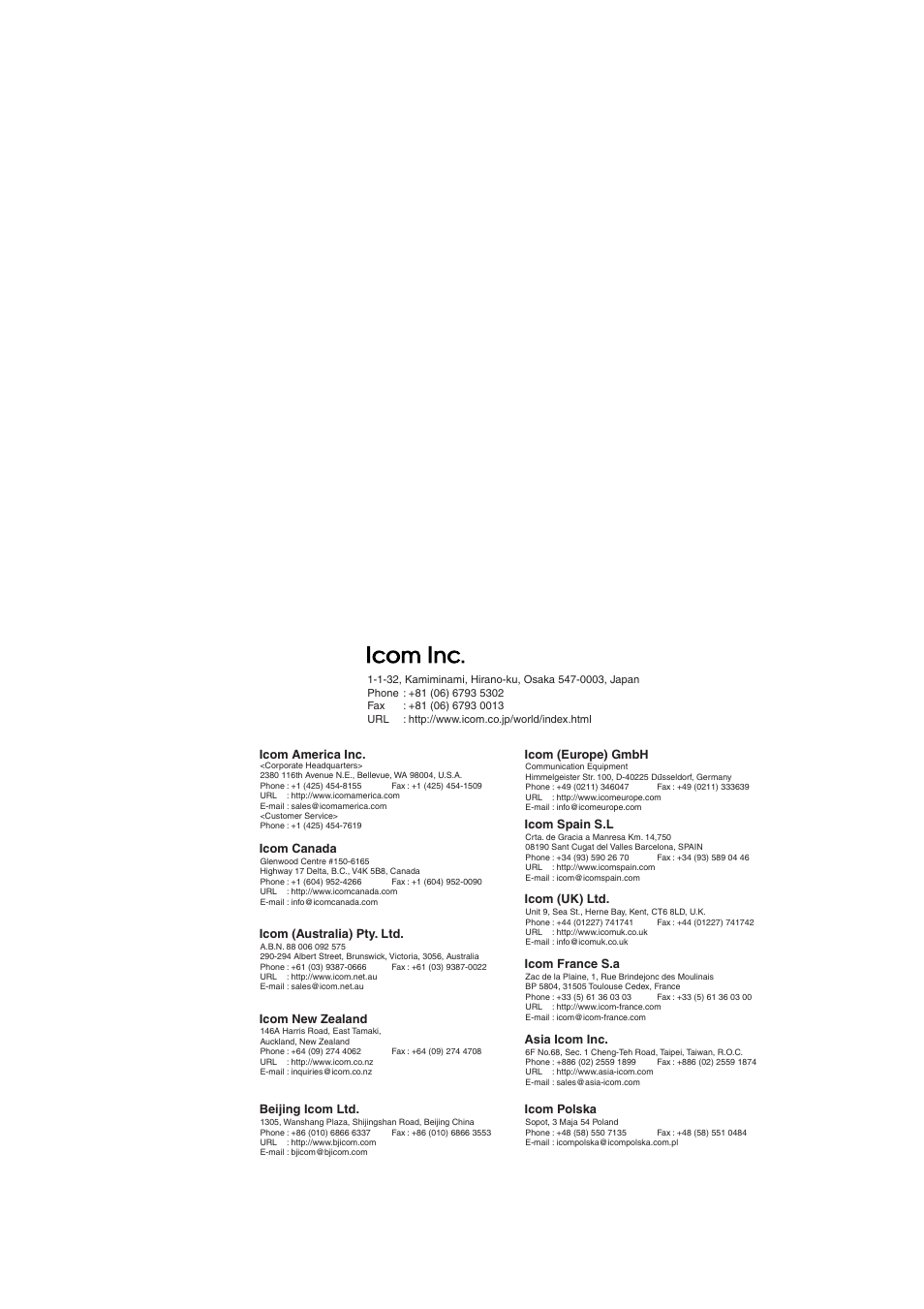 Address | Icom VHF Marine Transceiver IC-M88 User Manual | Page 37 / 38