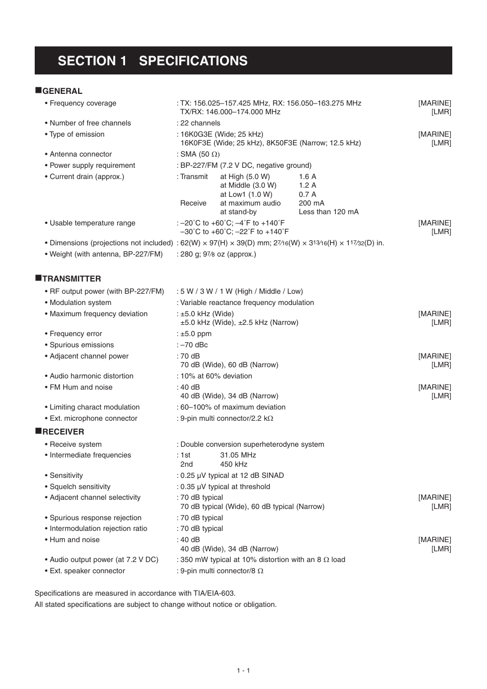 Specifications | Icom VHF Marine Transceiver IC-M88 User Manual | Page 4 / 38