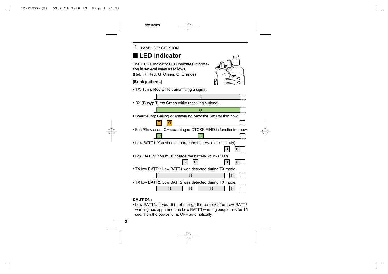 Led indicator | Icom iF22SR User Manual | Page 8 / 36