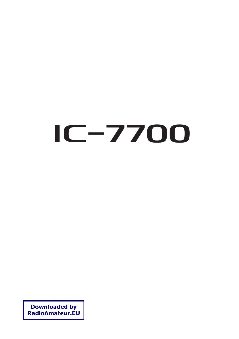 Icom IC-7700 User Manual | 214 pages