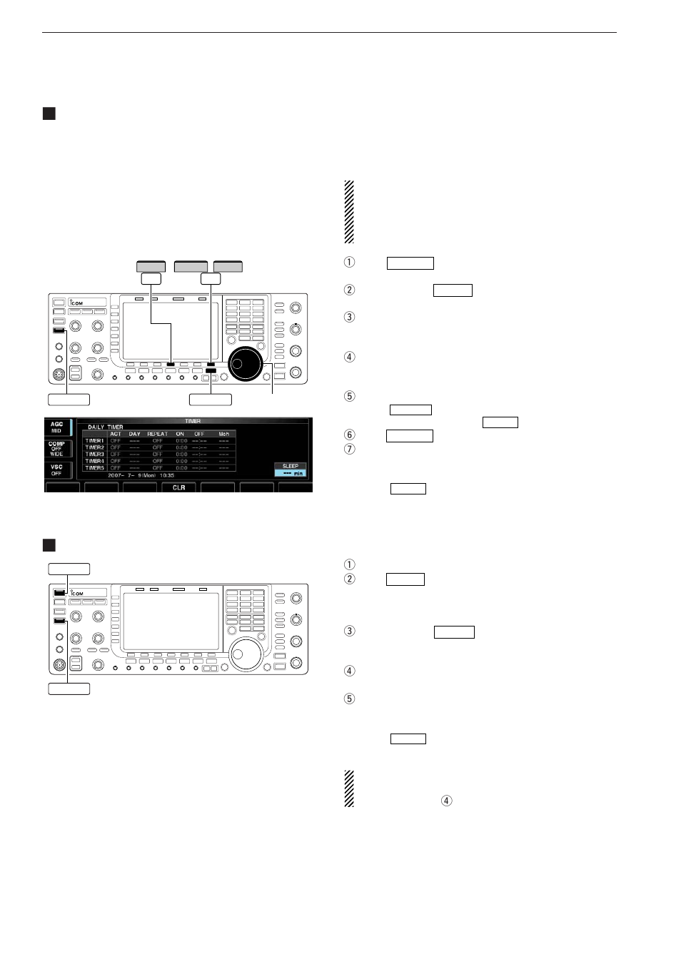 Setting sleep timer, Timer operation | Icom IC-7700 User Manual | Page 153 / 214