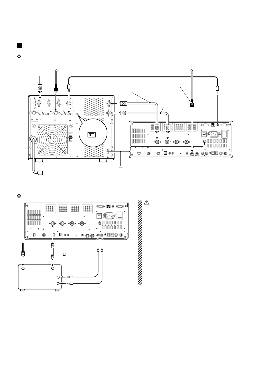 Linear amplifier connections, Rwarning, Dconnecting a non-icom linear amplifier | Dconnecting the ic-pw1/euro | Icom IC-7700 User Manual | Page 34 / 214
