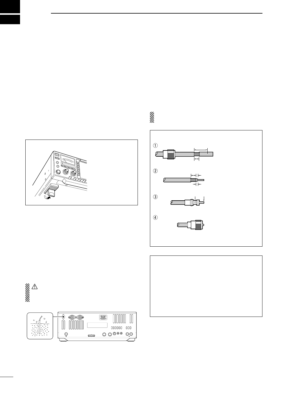 Installation and connections, Unpacking, Selecting a location | Grounding, Antenna, Rwarning: never | Icom IC-756 User Manual | Page 16 / 72