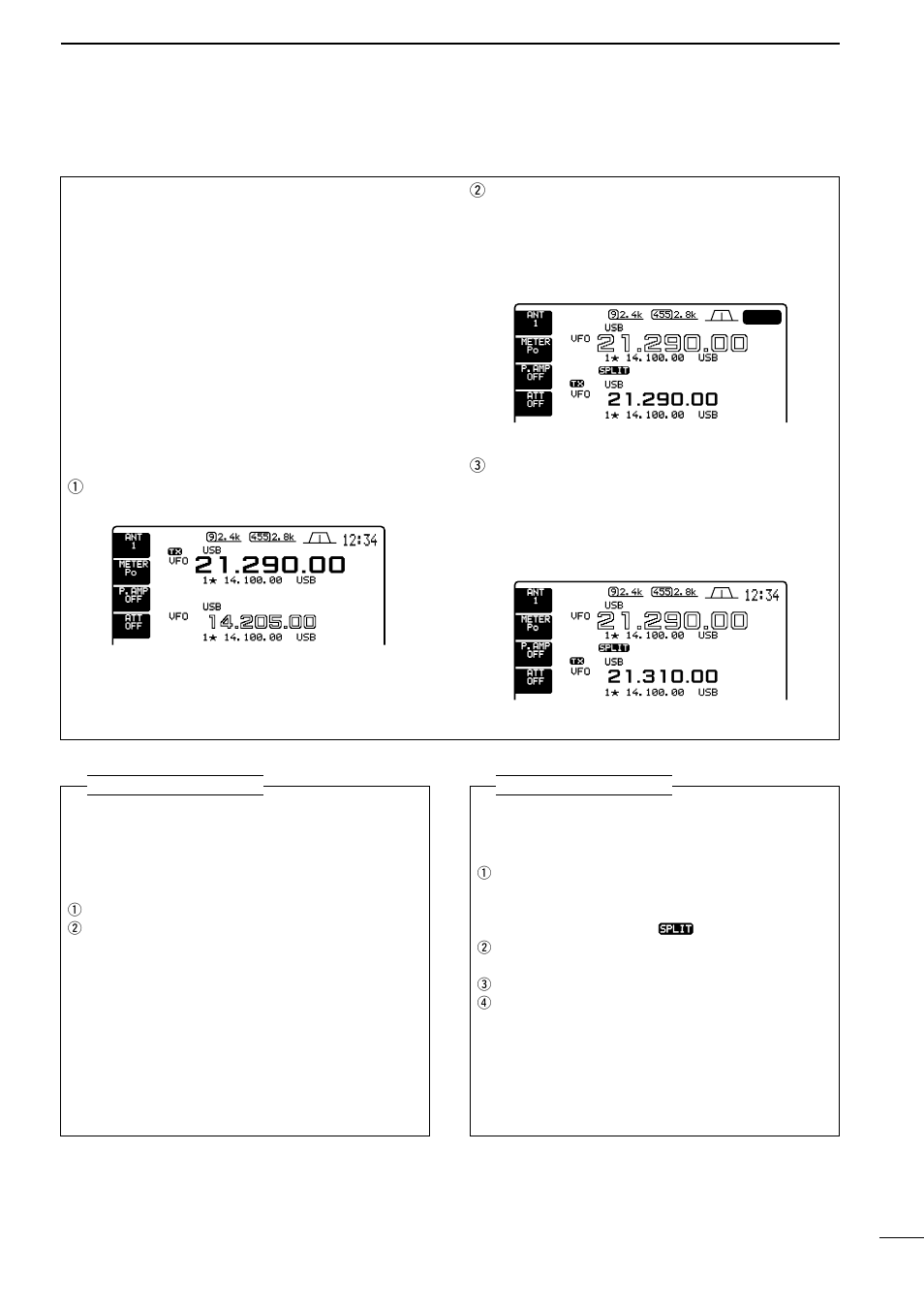 Quick split function, Operation 1, Operation 2 | Practical example | Icom IC-756 User Manual | Page 35 / 72