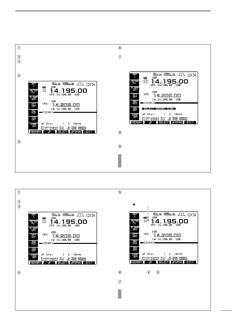 Rpush, Ypush, Upush | Decimal points blink while scanning | Icom IC-756 User Manual | Page 53 / 72