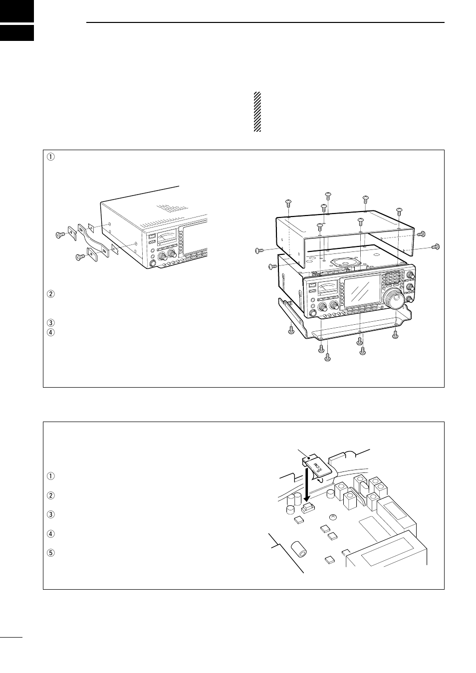 Option installations, Ut-102, Opening the transceiver’s case | Icom IC-756 User Manual | Page 64 / 72